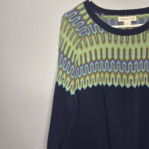 Coldwater Creek Blue Knit Sweater Peacock Crew Neck Size 1X - Picture 7 of 9